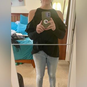 NWT Anthropologie Cold Shoulder Black Top